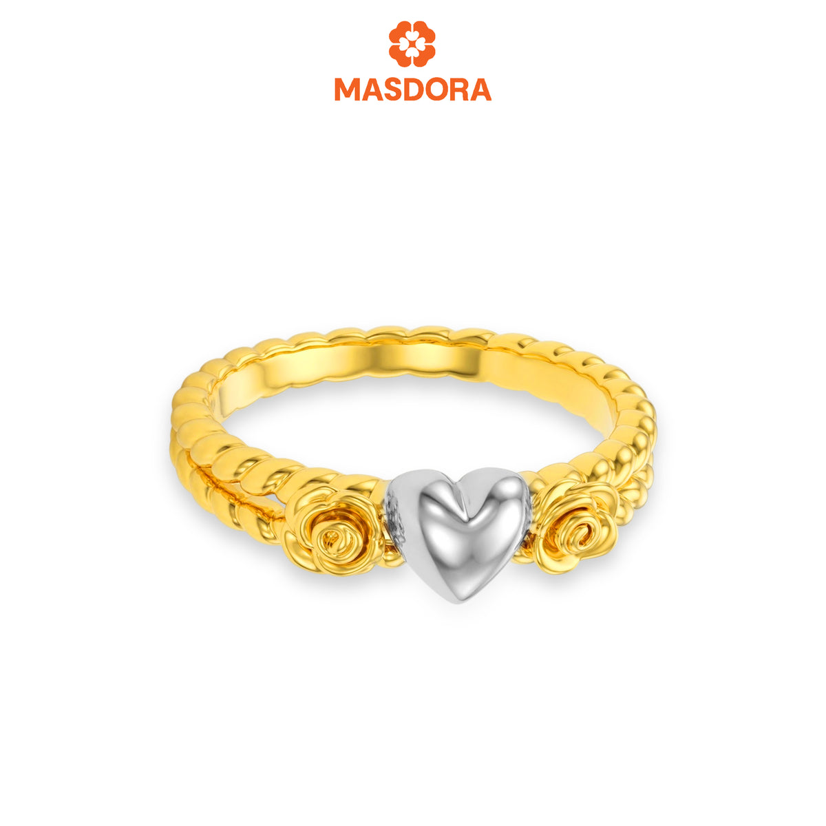 MASDORA 916 Gold Ring Rings Cincin Emas ~ HG Duotone Amid Roses (EMAS 916/22K)