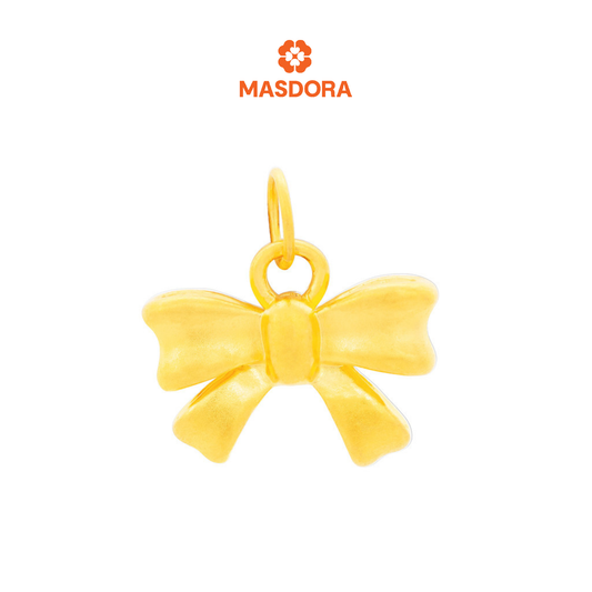 MASDORA 999 Gold Pendant Loket Emas ~ Golden Matte Bow (EMAS 999/24K)