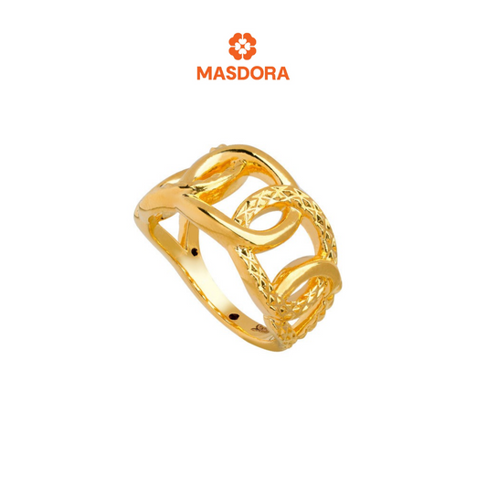 MASDORA 916 Gold Ring Rings Cincin Emas ~ HG Enormous Coco Chain Cutting  (EMAS 916/22K)