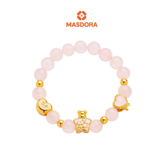 MASDORA 999 Gold Bracelet Rantai Tangan Emas ~ Stretchable Crystal Beads Charm (EMAS 999/24K)