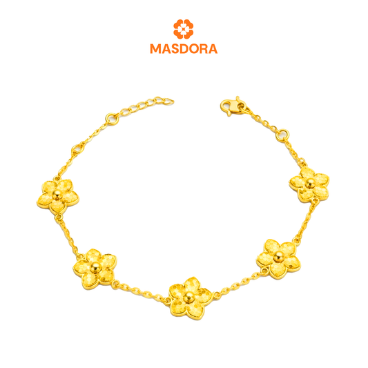 MASDORA 916 Gold Bracelet Rantai Tangan Emas ~ Sakura Bloom (EMAS 916/22K)