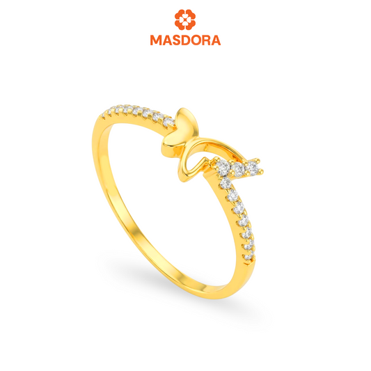 MASDORA 916 Gold Ring Rings Cincin Emas ~ Sparkling FlutteButterfly (EMAS 916/22K)