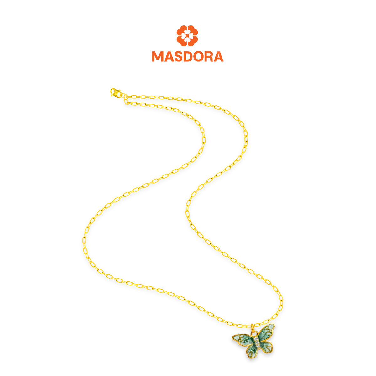 MASDORA 916 Gold Necklace Rantai Leher Emas ~ Belle Papillon (M) (EMAS 916/22K)