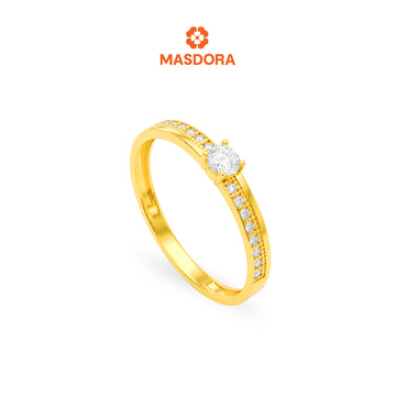 MASDORA 916 Gold Ring Rings Cincin Emas ~ Sparkling Clef Solitaire (EMAS 916/22K)