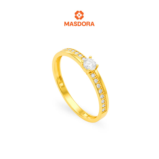 MASDORA 916 Gold Ring Rings Cincin Emas ~ Sparkling Clef Solitaire (EMAS 916/22K)