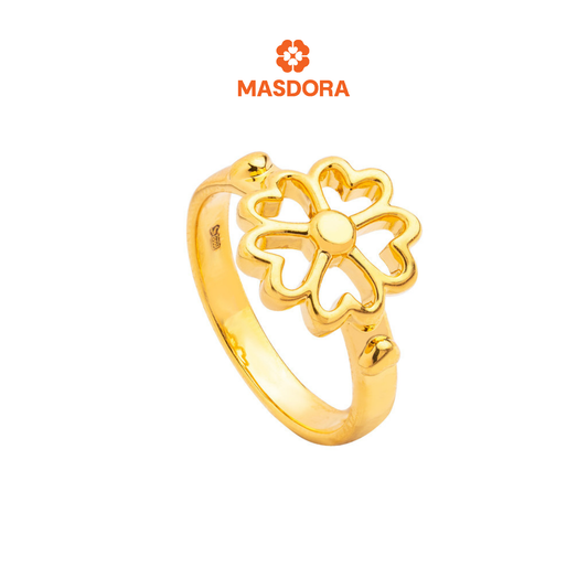 MASDORA 999 Gold Ring Rings Cincin Emas ~ Golden Lucky Flower (EMAS 999/24K)