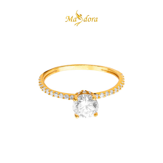 MASDORA 916 Gold Ring Rings Cincin Emas ~ Sparkling Zircon Solitaire (EMAS 916/22K)