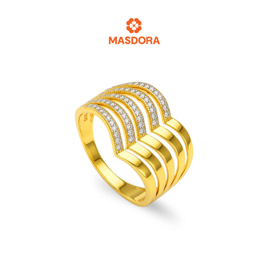 MASDORA 916 Gold Ring Rings Cincin Emas ~ Sparkling Quintuple Semi-V (EMAS 916/22K)