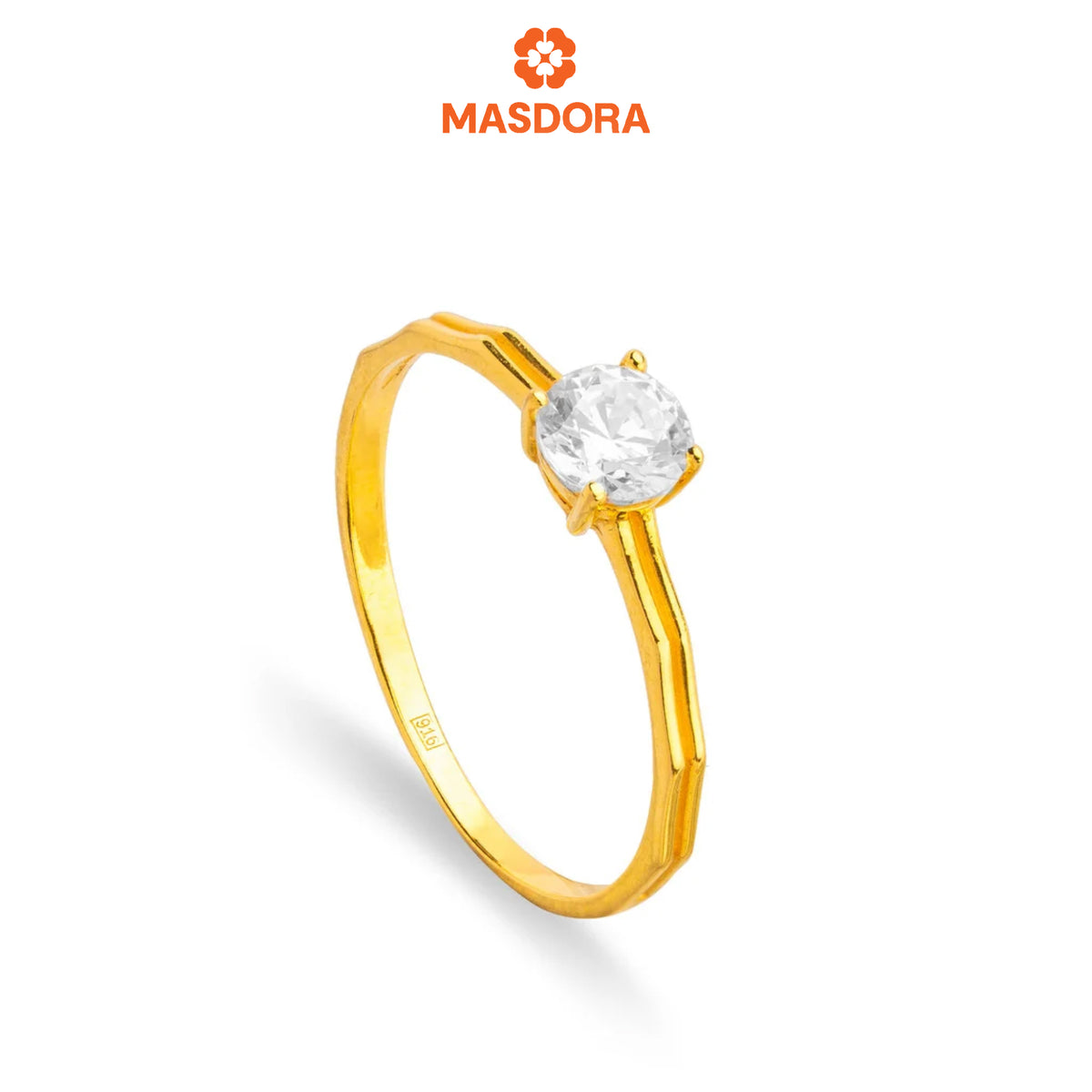 MASDORA 916 Gold Ring Rings Cincin Emas ~ Golden Poligonal Solitaire (EMAS 916/22K)