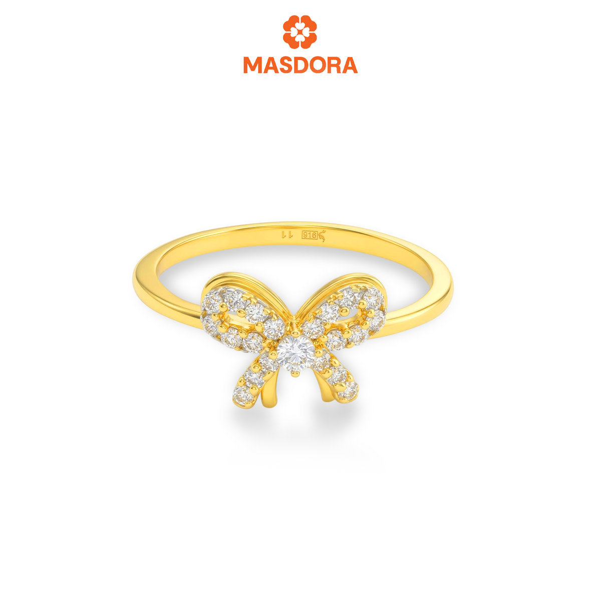 MASDORA 916 Gold Ring Rings Cincin Emas ~ Sparkling Cutie Ribbon (EMAS 916/22K)