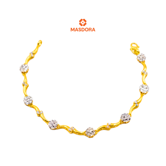 MASDORA 916 Gold Bracelet Rantai Tangan Emas ~ Diamond Cut wavy (EMAS 916/22K)