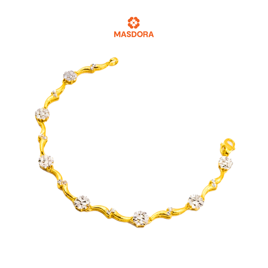 MASDORA 916 Gold Bracelet Rantai Tangan Emas ~ Diamond Cut wavy (EMAS 916/22K)