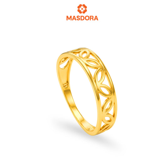 MASDORA 916 Gold Ring Rings Cincin Emas ~ Golden Frame Leaves (EMAS 916/22K)