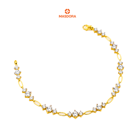 MASDORA 916 Gold Bracelet Rantai Tangan Emas ~ Diamond Trio Link (EMAS 916/22K)