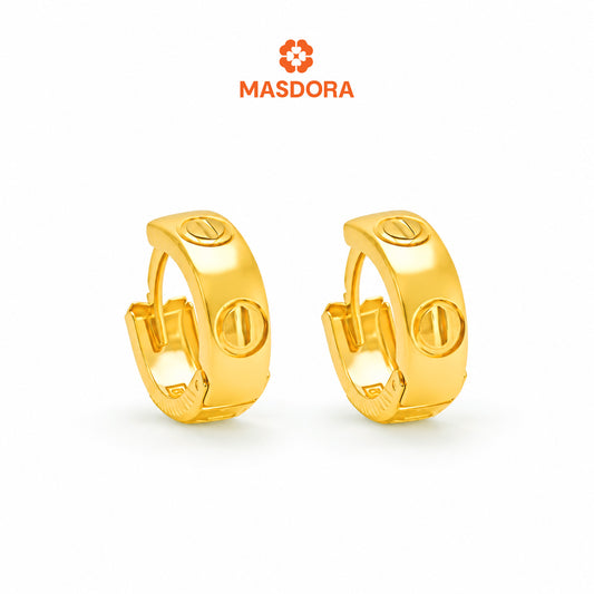 MASDORA 916 Gold Earings Earing Subang Emas ~ Screw Mark Spring (EMAS 916/22K)