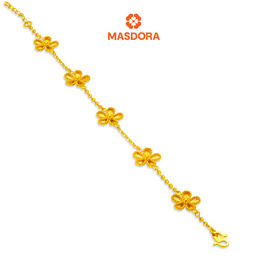 MASDORA 916 Gold Bracelet Rantai Tangan Emas ~ Golden Fleurs (EMAS 916/22K)