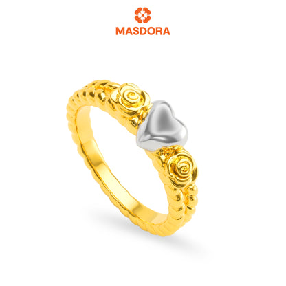 MASDORA 916 Gold Ring Rings Cincin Emas ~ HG Duotone Amid Roses (EMAS 916/22K)