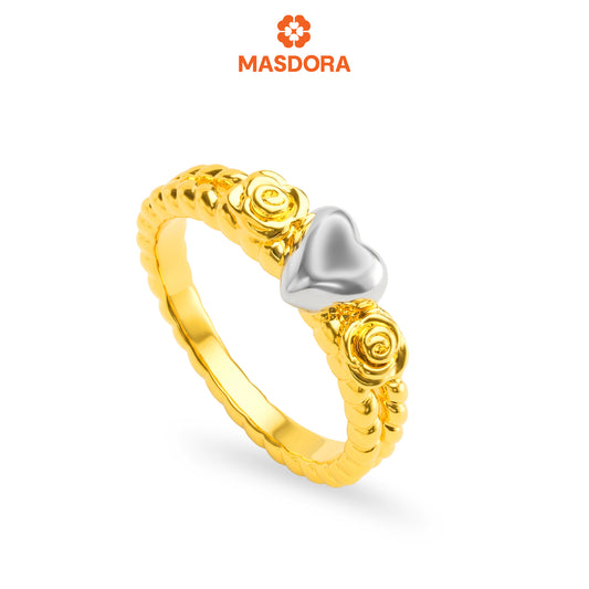 MASDORA 916 Gold Ring Rings Cincin Emas ~ HG Duotone Amid Roses (EMAS 916/22K)