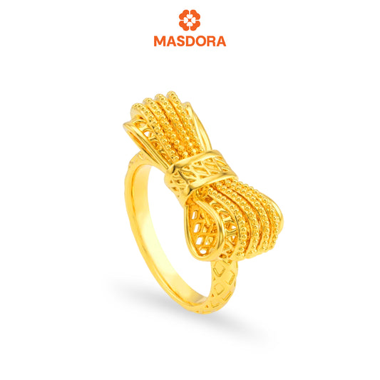 MASDORA 916 Gold Ring Rings Cincin Emas ~ HG Golden Frayed Ribbon (EMAS 916/22K)