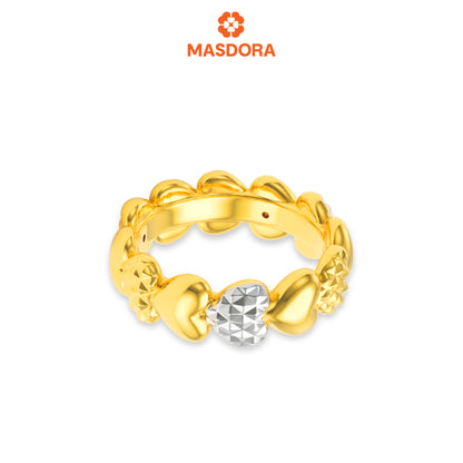 MASDORA 916 Gold Ring Rings Cincin Emas ~ HG Duotone Diamond Heart Band (EMAS 916/22K)