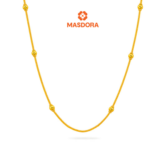 MASDORA 916 Gold Necklace Rantai Leher Emas ~ Golden Bead Single Chain (EMAS 916/22K)