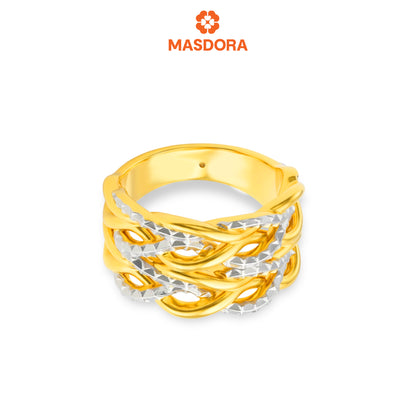 MASDORA 916 Gold Ring Rings Cincin Emas ~ HG Duotone Crocheted Ripple (EMAS 916/22K)