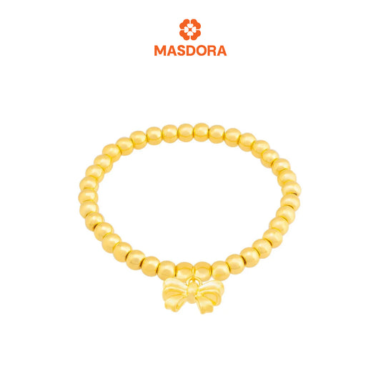 MASDORA 999 Gold Bracelet Rantai Tangan Emas ~ Stretchable Cutie Bow Boba (EMAS 999/24K)