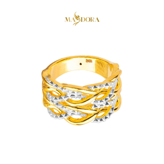 MASDORA 916 Gold Ring Rings Cincin Emas ~ HG Duotone Crocheted Ripple (EMAS 916/22K)