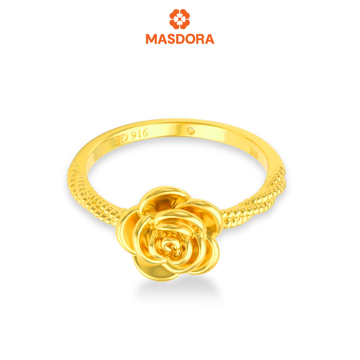 MASDORA 916 Gold Ring Rings Cincin Emas ~ HG Golden Delicate Rose (EMAS 916/22K)