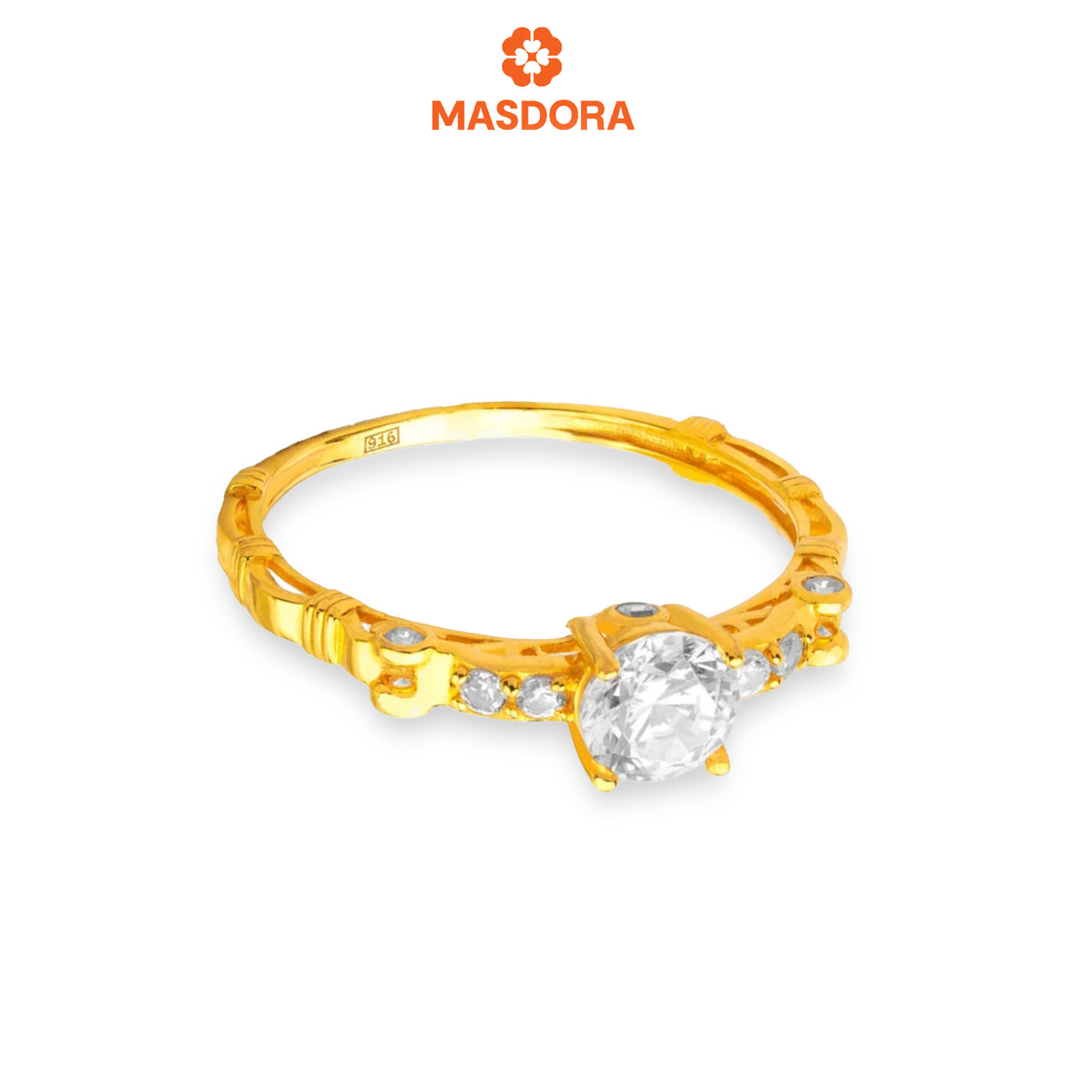 MASDORA 916 Gold Ring Rings Cincin Emas ~ Sparkling Rome Solitaire (EMAS 916/22K)