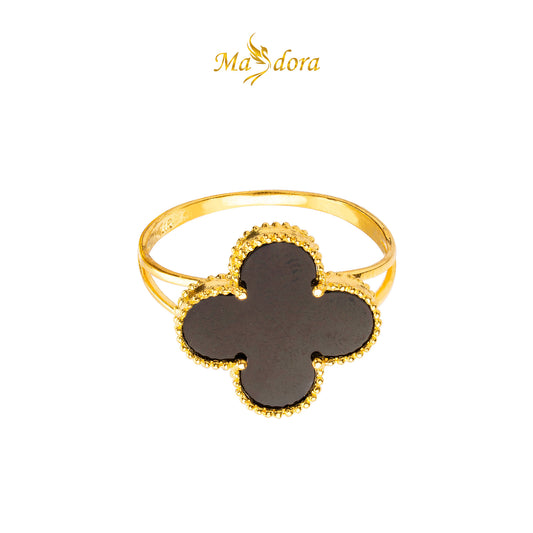 MASDORA 916 Gold Ring Rings Cincin Emas ~ Clover - Black - XL (EMAS 916/22K)