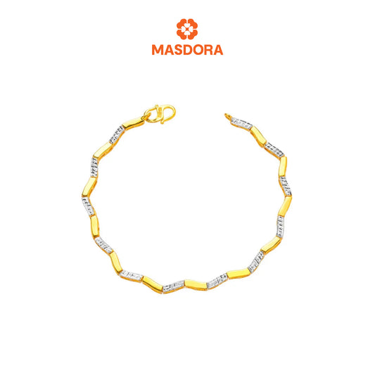 MASDORA 916 Gold Bracelet Rantai Tangan Emas ~ Duotone Rippling Wave (EMAS 916/22K)