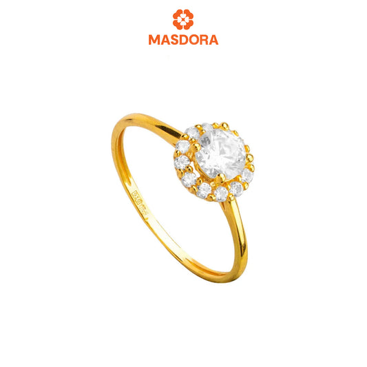 MASDORA 916 Gold Ring Rings Cincin Emas ~ Sparkling Walled Solitaire (EMAS 916/22K)
