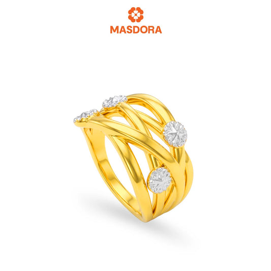 MASDORA 916 Gold Ring Rings Cincin Emas ~ HG Duotone Star Crisscross (EMAS 916/22K)