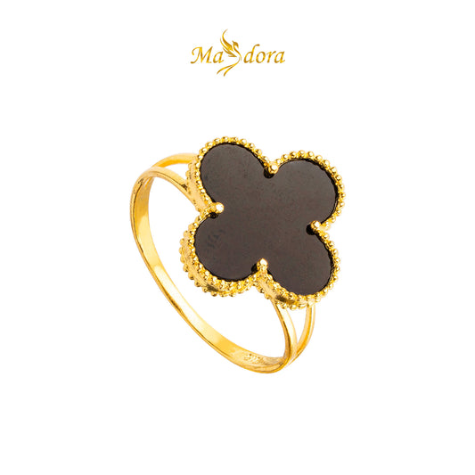 MASDORA 916 Gold Ring Rings Cincin Emas ~ Clover - Black - XL (EMAS 916/22K)