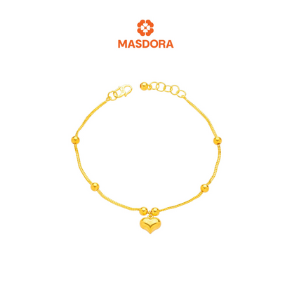 MASDORA 916 Gold Bracelet Rantai Tangan Emas ~ Modern Fluffy Love Boba (EMAS 916/22K)