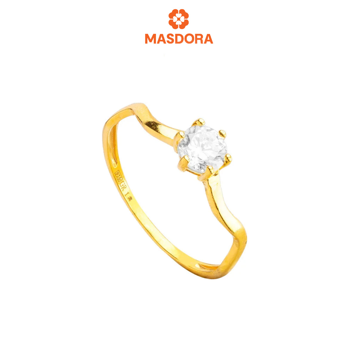 MASDORA 916 Gold Ring Rings Cincin Emas ~ Golden Jagged Solitaire (EMAS 916/22K)