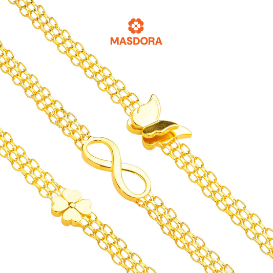 MASDORA 916 Gold Bracelet Rantai Tangan Emas ~ Golden Crocheted Edition (EMAS 916/22K)