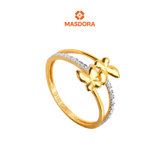 MASDORA 916 Gold Ring Rings Cincin Emas ~ Duotone Double Butterfly (EMAS 916/22K)