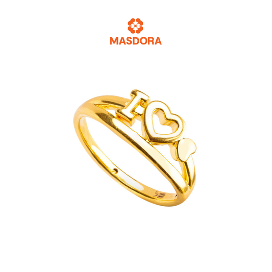 MASDORA 916 Gold Ring Rings Cincin Emas ~ HG Golden I Love Sincero (EMAS 916/22K)