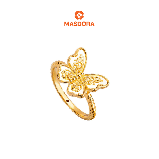 MASDORA 916 Gold Ring Rings Cincin Emas ~ Hg Golden Butterfly Rope (EMAS 916/22K)