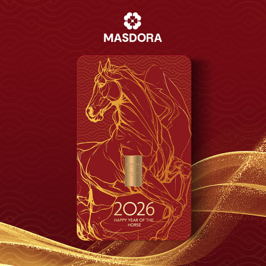 MASDORA 999.9 Gold Bar 1.00GM Calendar Year Collection ~ Golden Horse Lunar (EMAS 999.9/24K)