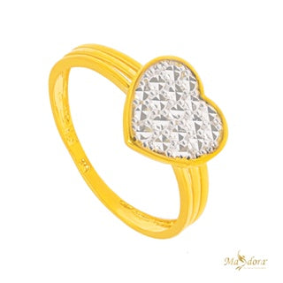 Masdora Shiny Diamond Cut Heart Ring 2C (Emas 916)