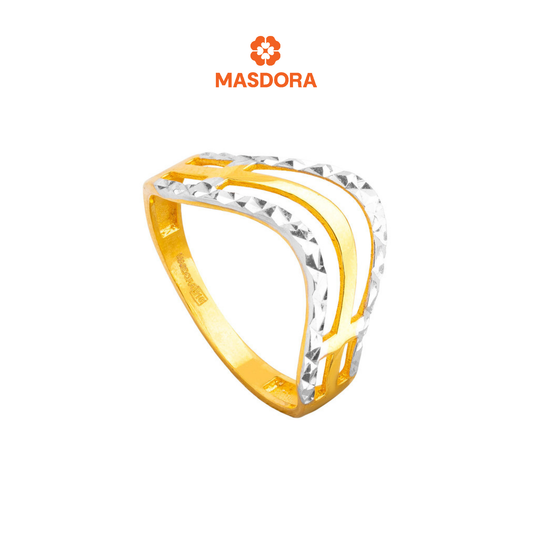 MASDORA 916 Gold Ring Rings Cincin Emas ~ Emirates Star Duotone Wave (EMAS 916/22K)