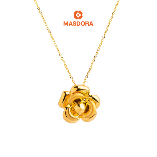 MASDORA 999 Gold Necklace Rantai Leher Emas ~ Glorious Rose (EMAS 999/24K)