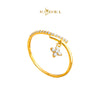 MASDORA 916 Gold Ring Rings Cincin Emas ~ Sparkling Mini Swoosh Dangle (EMAS 916/22K)