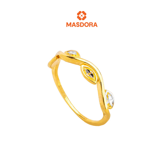 MASDORA 916 Gold Ring Rings Cincin Emas ~ Duotone Veined Leafy (EMAS 916/22K)