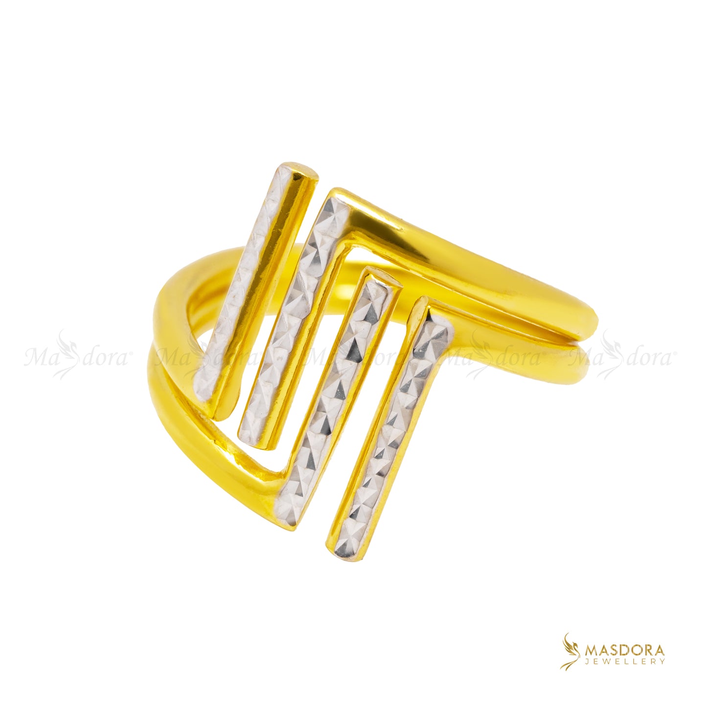 MASDORA Cincin Emas Exclusive Modern Fashion Double/Exclusive Modern Fashion Double Ring (Emas 916)