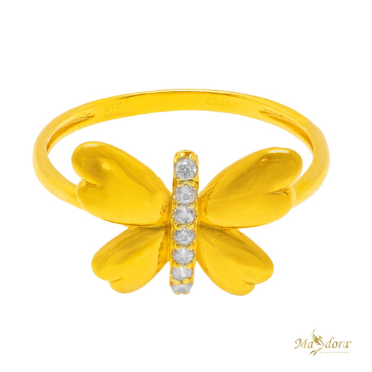 MASDORA Cincin Emas Shiny Butterfly/Shiny Butterfly Ring (Emas 916)