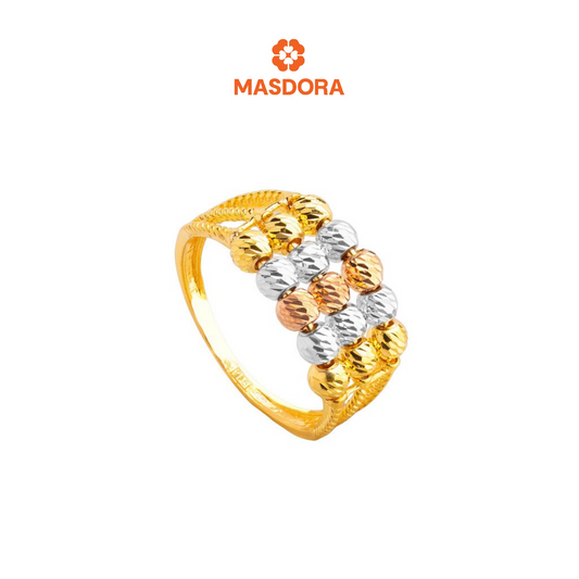 MASDORA 916 Gold Ring Rings Cincin Emas ~ Triple Tritone Perlee (EMAS 916/22K)